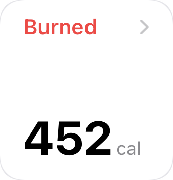 EasyVitals Burned tile showing 452 calories